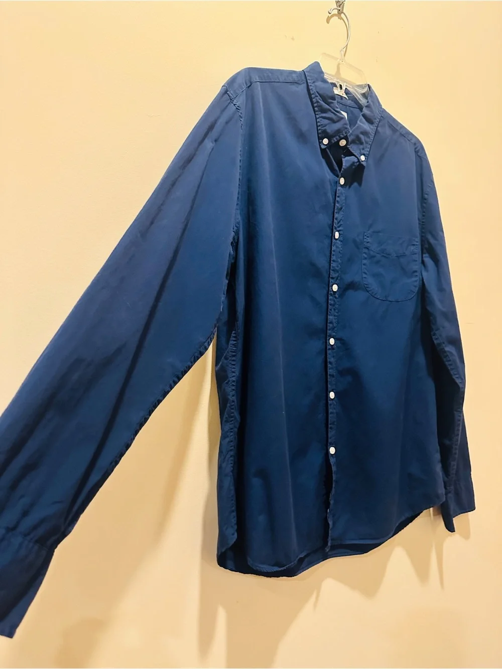 J.Crew Men's 100% Cotton Button-Down Long Sleeve Slim Dress Shirt Navy XL Preppy